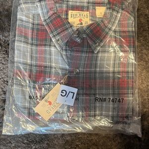 RedHead Men's Red and Gray Plaid Button-Down Shirt